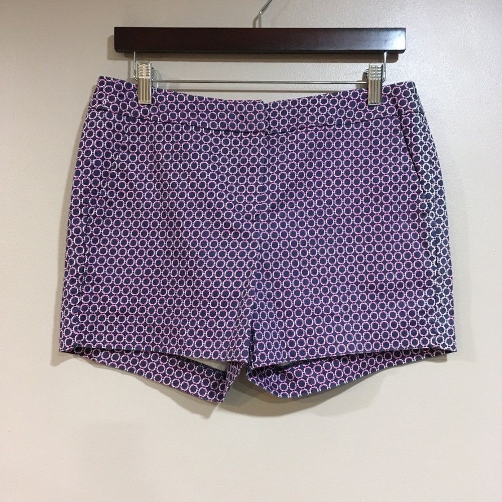 Willi Smith Chain Link Print Shorts Womens 6 Navy Pink Preppy Resort Old Money